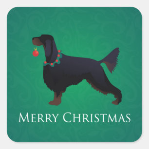 Gordon Setter Merry Christmas Design Quadratischer Aufkleber