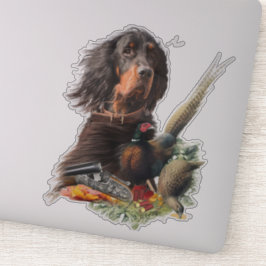 Gordon Setter mit Fasanen, Kunst Aufkleber
