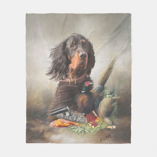 Gordon Setter mit Fasanen, Kunst Fleecedecke (Vorderseite)