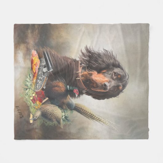 Gordon Setter mit Fasanen, Kunst Fleecedecke (Vorderseite (Horizontal))