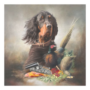 Gordon Setter mit Fasanen, Kunst Fotodruck