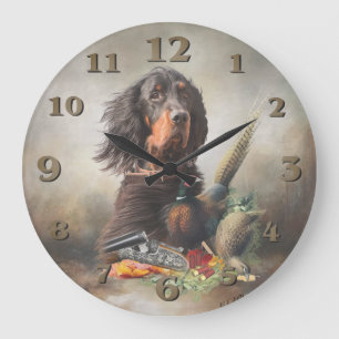 Gordon Setter mit Fasanen, Kunst Große Wanduhr