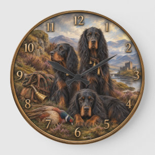 Gordon Setter mit Fasanen, Kunst      Große Wanduhr