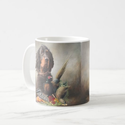 Gordon Setter mit Fasanen, Kunst Kaffeetasse (Vorderseite Links)