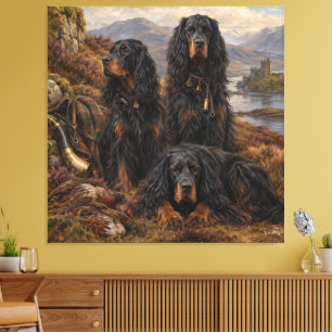 Gordon Setter mit Fasanen, Kunst Leinwanddruck