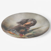 Gordon Setter mit Fasanen, Kunst Pappteller (Schrägansicht)