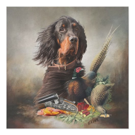 Gordon Setter mit Fasanen, Kunst Poster (Vorderseite)