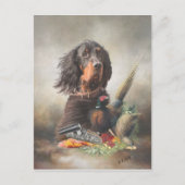 Gordon Setter mit Fasanen, Kunst Postkarte (Vorderseite)