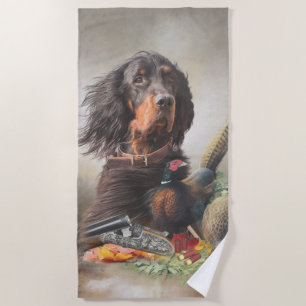 Gordon Setter mit Fasanen, Kunst Strandtuch