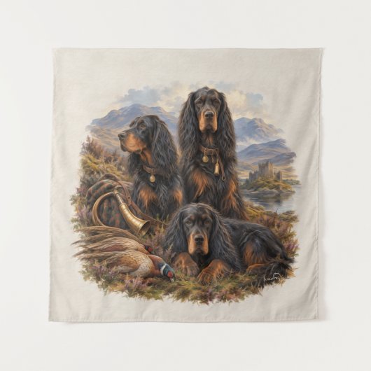 Gordon Setter mit Fasanen, Kunst      Wandteppich (Vorderseite)