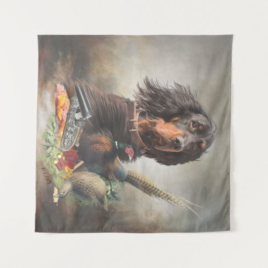Gordon Setter mit Fasanen, Kunst Wandteppich (Vorderseite (Horizontal))