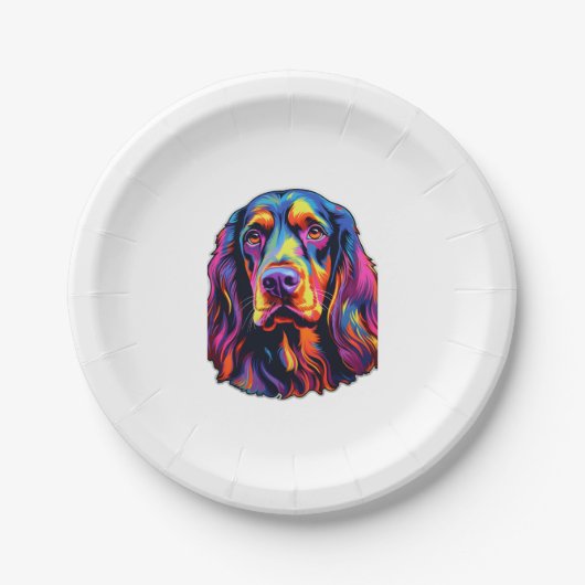 Gordon Setter Neon Design Pappteller (Vorderseite)