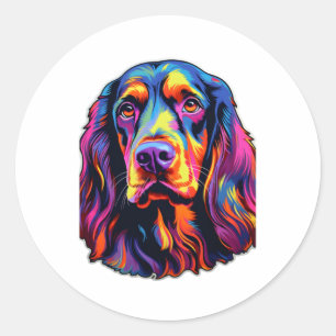 Gordon Setter Neon Design Runder Aufkleber