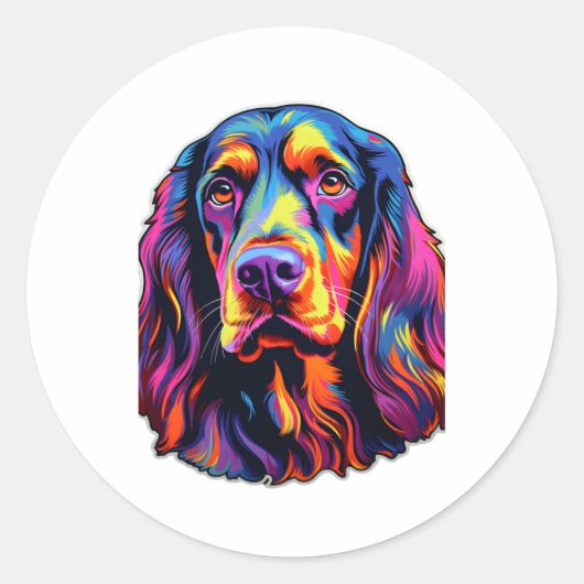 Gordon Setter Neon Design Runder Aufkleber (Vorderseite)
