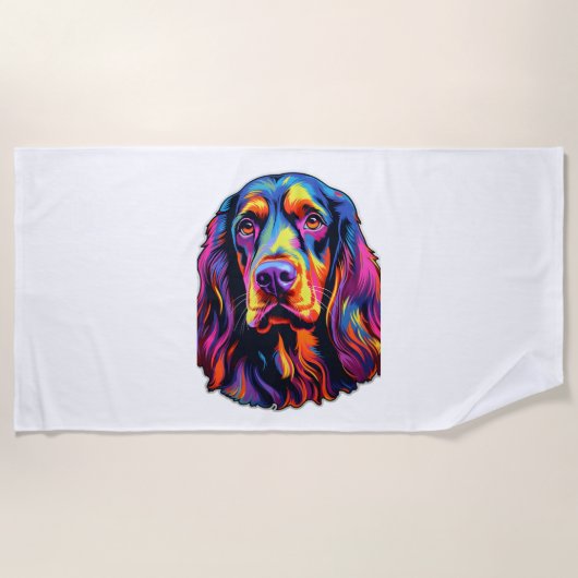 Gordon Setter Neon Design Strandtuch (Vorderseite)