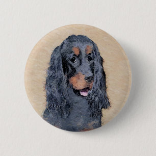 Gordon Setter Painting - Niedliche Original Dog Ar Button
