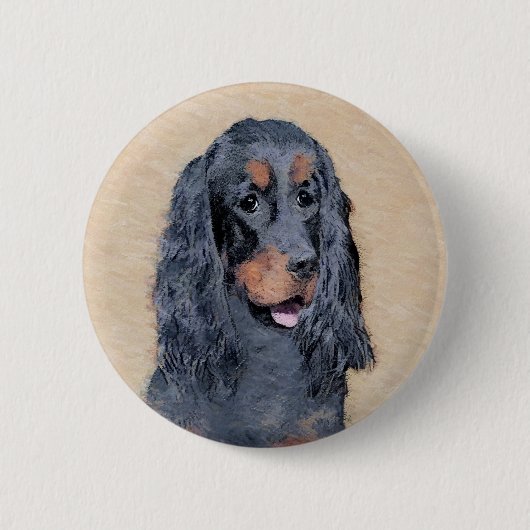 Gordon Setter Painting - Niedliche Original Dog Ar Button (Vorderseite)