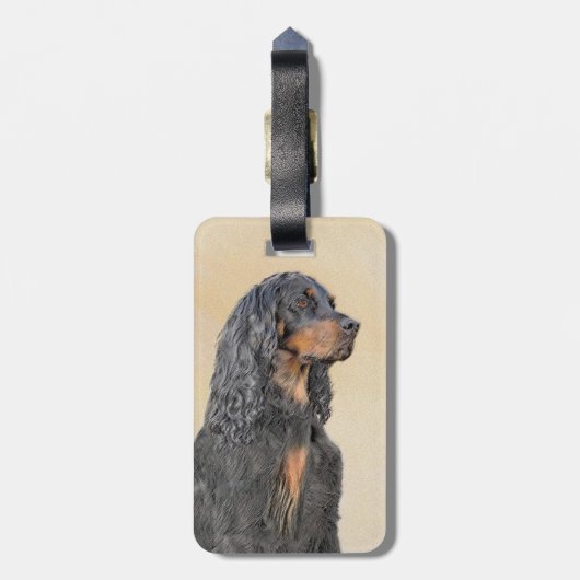 Gordon Setter Painting - Niedliche Original Dog Ar Gepäckanhänger (Rückseite vertikal)
