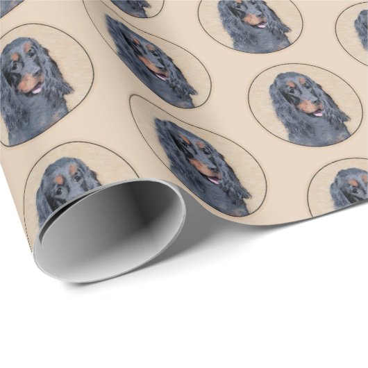 Gordon Setter Painting - Niedliche Original Dog Ar Geschenkpapier (Rolleneckpunkt)