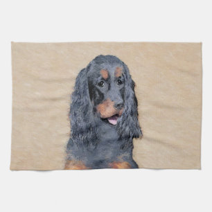 Gordon Setter Painting - Niedliche Original Dog Ar Geschirrtuch