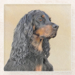 Gordon Setter Painting - Niedliche Original Dog Ar Glasuntersetzer