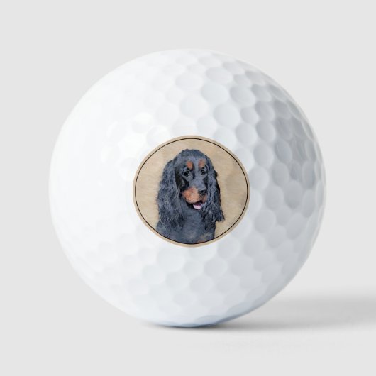 Gordon Setter Painting - Niedliche Original Dog Ar Golfball (Vorderseite)