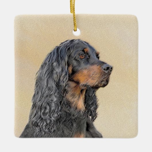 Gordon Setter Painting - Niedliche Original Dog Ar Keramikornament (Vorderseite)