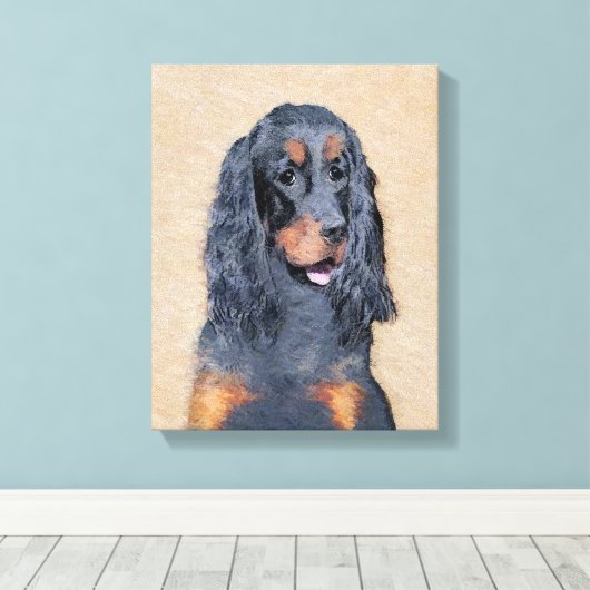 Gordon Setter Painting - Niedliche Original Dog Ar Leinwanddruck (Insitu (Holzboden))