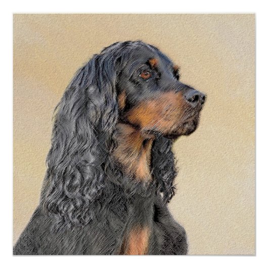 Gordon Setter Painting - Niedliche Original Dog Ar Poster (Vorderseite)