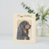 Gordon Setter Painting - Niedliche Original Dog Ar Postkarte (Stehend Vorderseite)