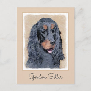 Gordon Setter Painting - Niedliche Original Dog Ar Postkarte