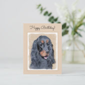 Gordon Setter Painting - Niedliche Original Dog Ar Postkarte (Stehend Vorderseite)