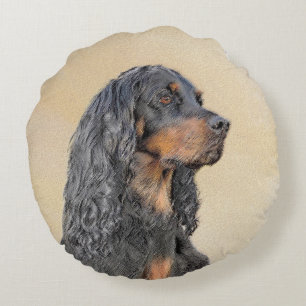 Gordon Setter Painting - Niedliche Original Dog Ar Rundes Kissen