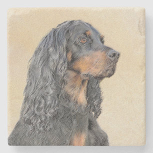 Gordon Setter Painting - Niedliche Original Dog Ar Steinuntersetzer
