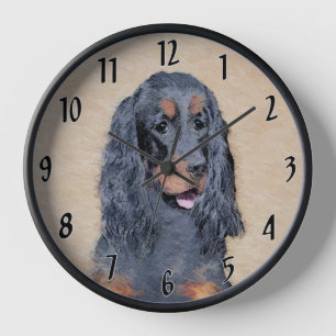 Gordon Setter Painting - Niedliche Original Dog Ar Uhr