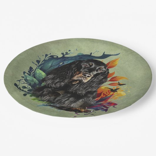 Gordon Setter Pappteller (Schrägansicht)