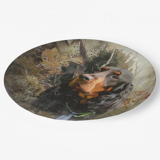 Gordon Setter Pappteller (Schrägansicht)