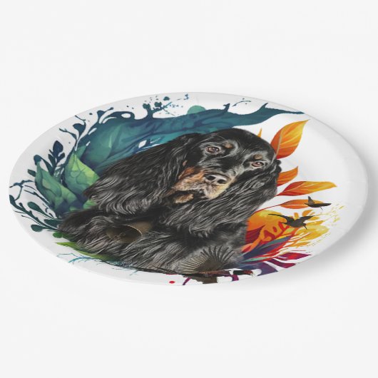 Gordon Setter Pappteller (Schrägansicht)