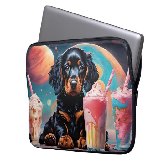 Gordon Setter Puppy N Milkshakes Laptopschutzhülle (Vorderseite Links)