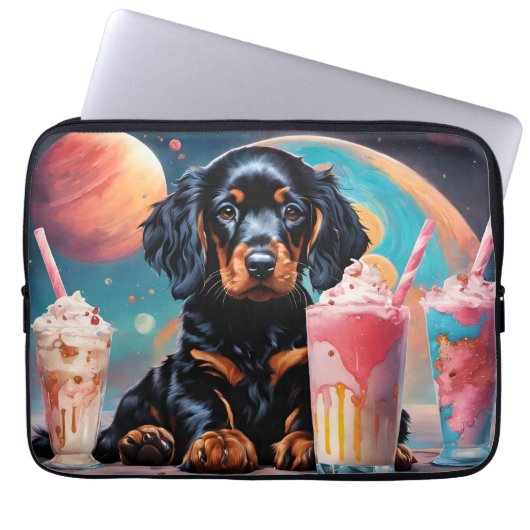Gordon Setter Puppy N Milkshakes Laptopschutzhülle (Vorderseite)