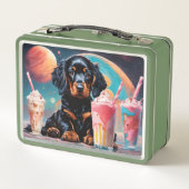 Gordon Setter Puppy N Milkshakes Metall Brotdose (Rückseite)