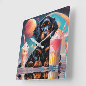 Gordon Setter Puppy N Milkshakes Quadratische Wanduhr (Winkel)