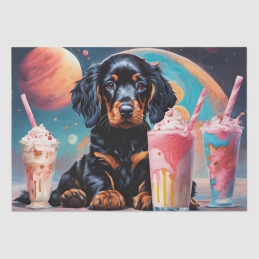 Gordon Setter Puppy N Milkshakes Seidenpapier (Vorderseite)