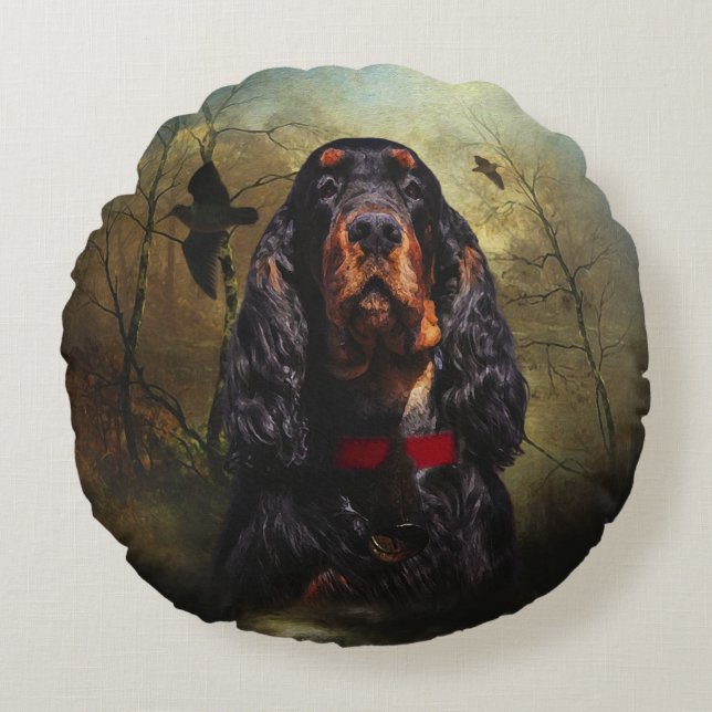 Gordon Setter Rundes Kissen (Vorderseite)