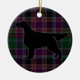 Gordon Setter Silhouette auf Tartan Ornament