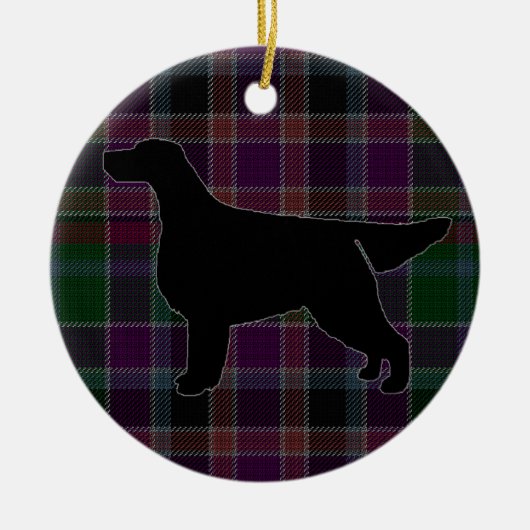 Gordon Setter Silhouette auf Tartan Ornament (Vorne)