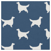 Gordon Setter Silhouetten Muster Blau und Weiß Stoff (Nahaufnahme)