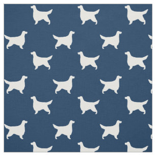 Gordon Setter Silhouetten Muster Blau und Weiß Stoff