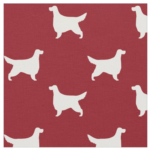 Gordon Setter Silhouetten Muster Rot und Weiß Stoff (Nahaufnahme)