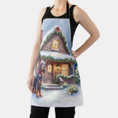 Gordon Setter Snowy Lodge Santa Hat Christmas Art Schürze (InSitu)